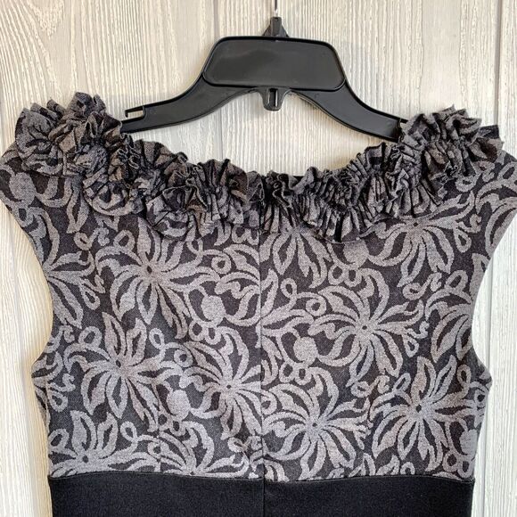 London Style Gray Black Sleeveless Dress Size 6 - Picture 4 of 4